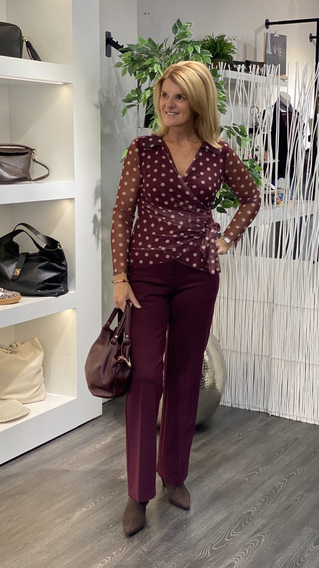 Musthaves by Elja Polka Dots Top bordeaux - Afbeelding 2