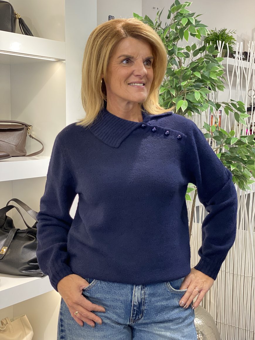 C&S Kelsey Knit Pullover midnight blue