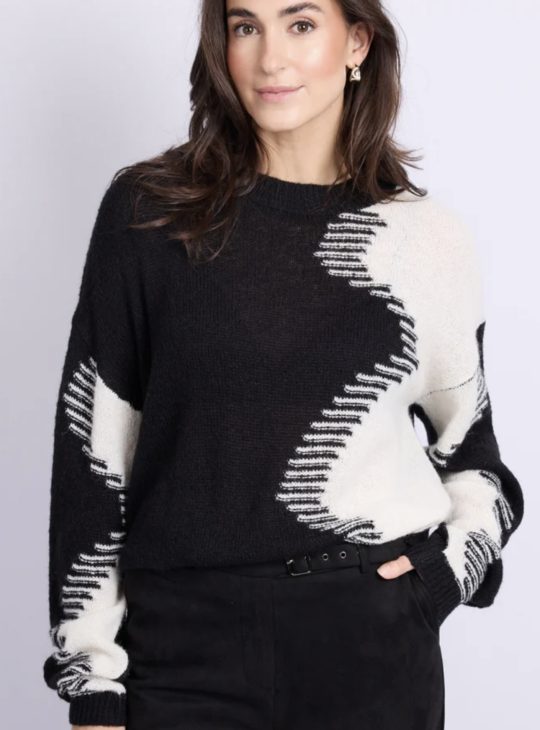 C&S Karly Knit Pullover trui black / wool white