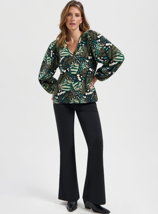 Lady Day Travelstof Maddy Flare Broek zwart