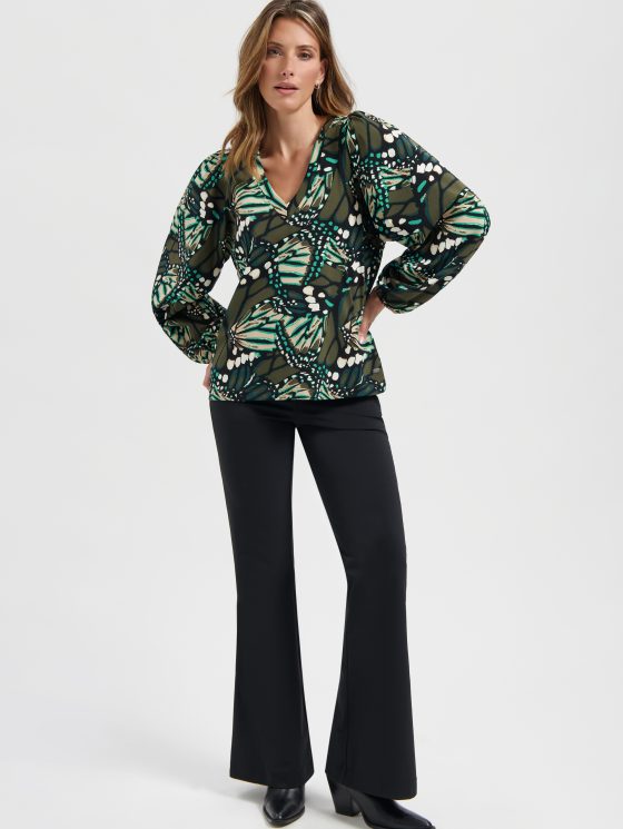Lady Day Travelstof Maddy Flare Broek zwart