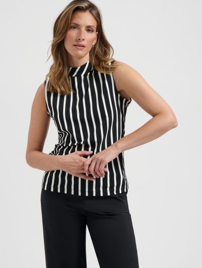 Lady Day Travelstof Maud Top black / wool white stripe