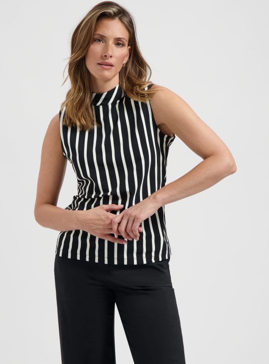 Lady Day Travelstof Maud Top black / wool white stripe