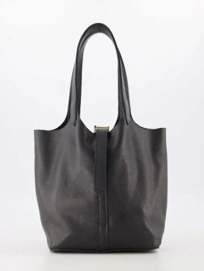 Amy Schoudertas Leer Zwart T342