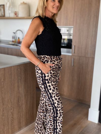 Mi Piace Travelstof Broek 202704 leopard print latte