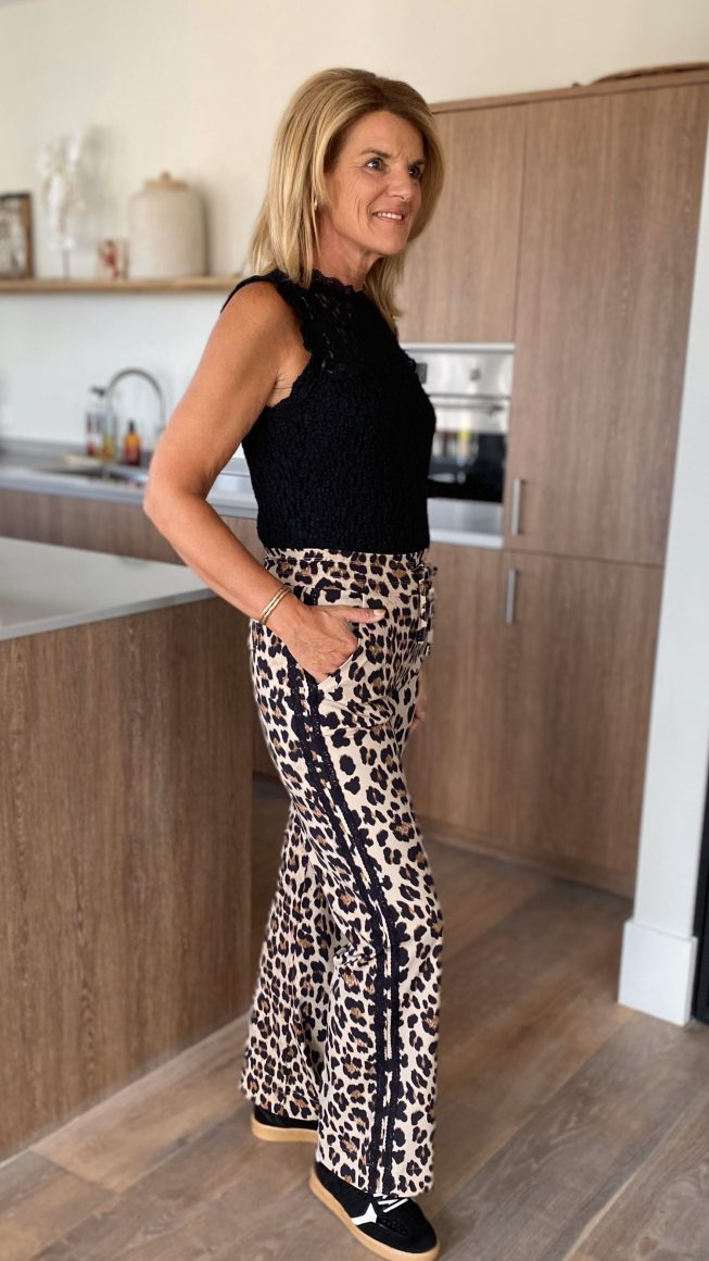 Mi Piace Travelstof Broek 202704 leopard print latte