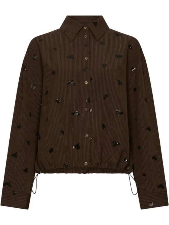 Nukus Iris Blouse Embroidery dark chocolate - Afbeelding 5