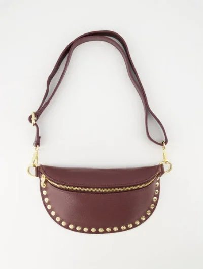 Debby Tas Leer Studs Burgundy/Goud T288