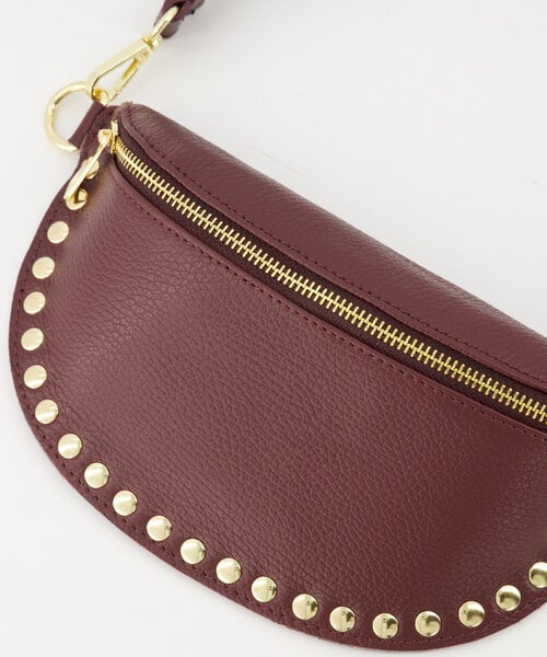 Debby Tas Leer Studs Burgundy/Goud T288 - Afbeelding 3