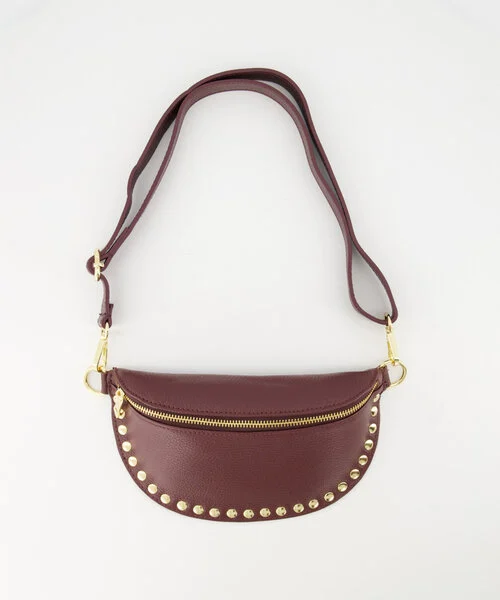 Debby Tas Leer Studs Burgundy/Goud T288