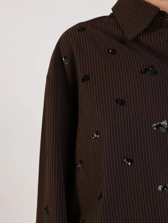 Nukus Iris Blouse Embroidery dark chocolate - Afbeelding 4