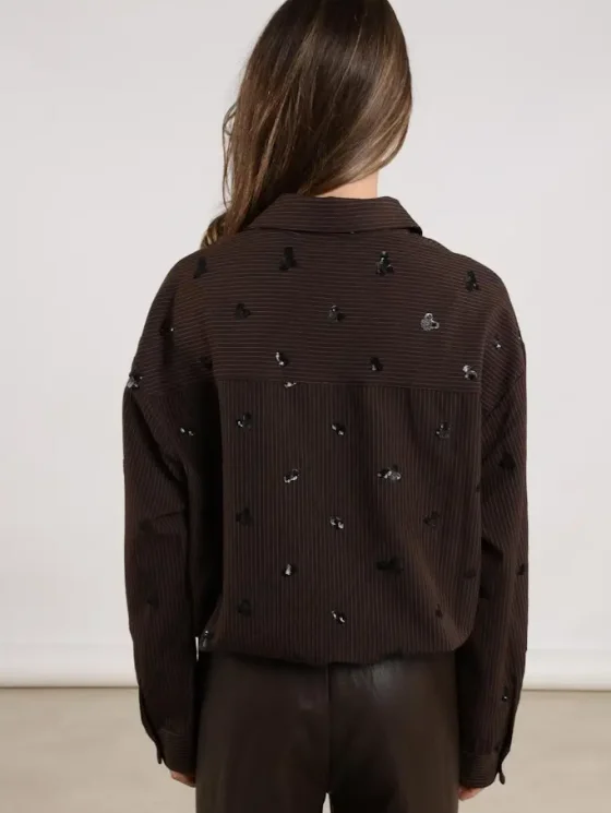 Nukus Iris Blouse Embroidery dark chocolate - Afbeelding 3
