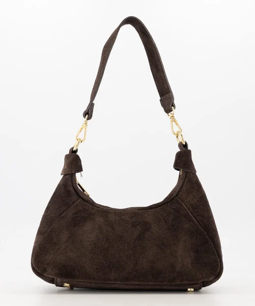 Vanya Schoudertas Suede Dark Brown T349 - Afbeelding 4