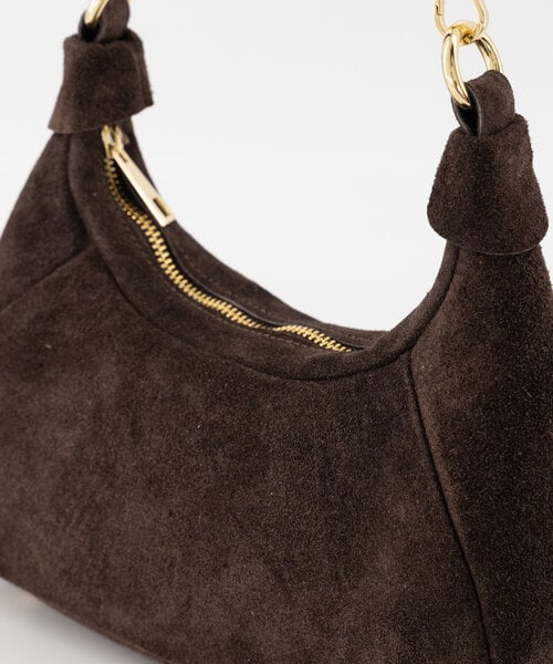 Vanya Schoudertas Suede Dark Brown T349 - Afbeelding 2