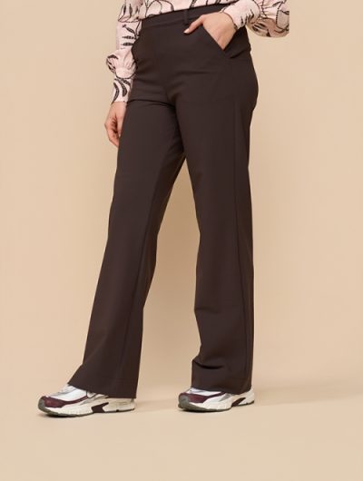 Mi Piace Bonded Travelstof Wijde Broek espresso 202624
