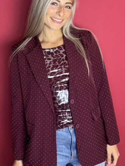 Fashion Glitter Blazer 0427 burgundy