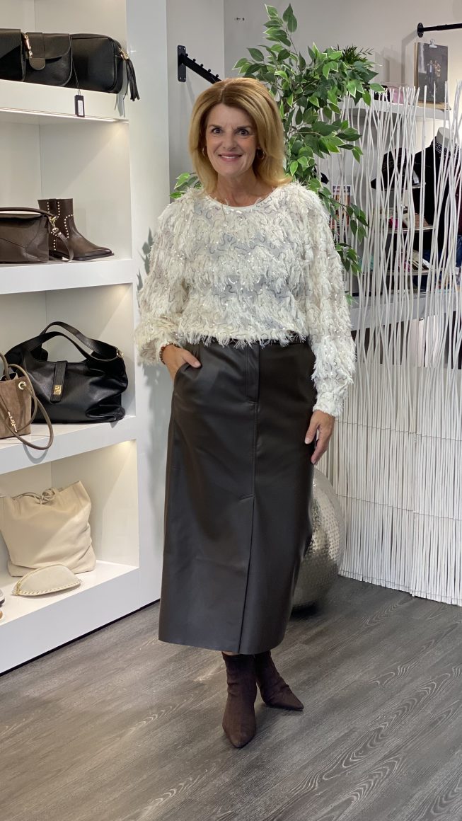 Azzurro PU Leren Rok 9469 donkerbruin