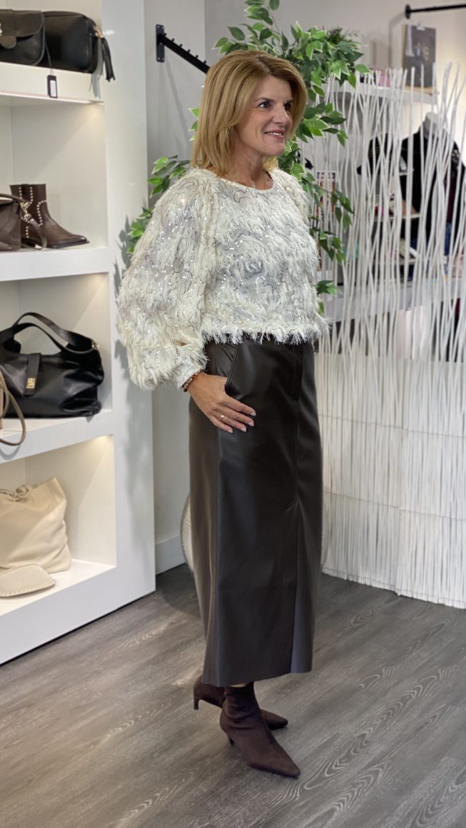 Azzurro PU Leren Rok 9469 donkerbruin - Afbeelding 2