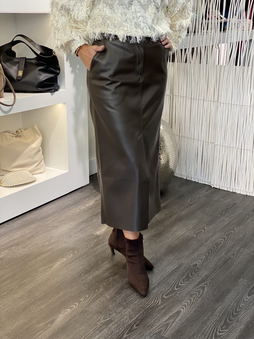 Azzurro PU Leren Rok 9469 donkerbruin - Afbeelding 3