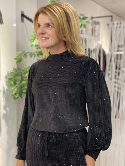 C&S Tessa-Lynn Glitter Top zwart