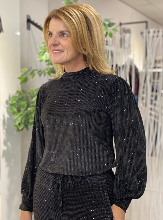 C&S Tessa-Lynn Glitter Top zwart