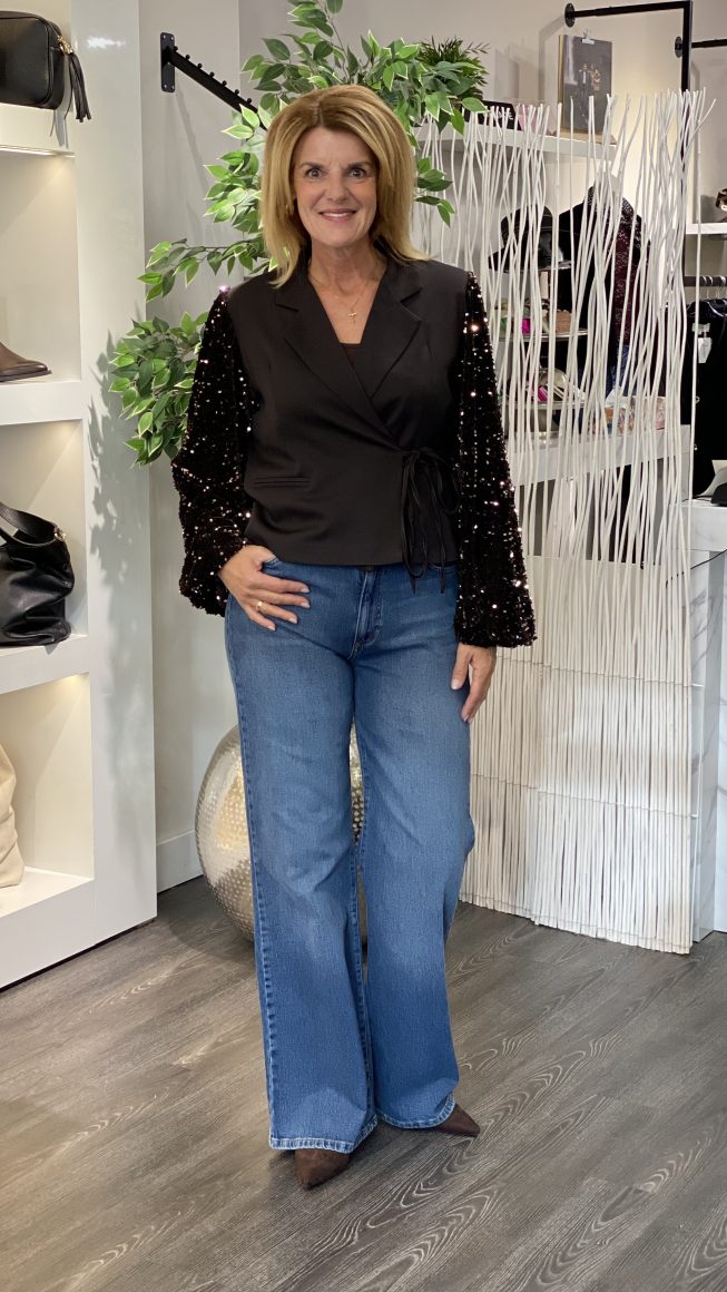 Fashion Glitter Blazer 0428 espresso - Afbeelding 2