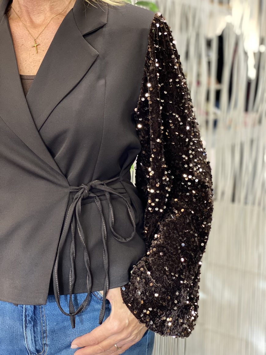 Fashion Glitter Blazer 0428 espresso - Afbeelding 3