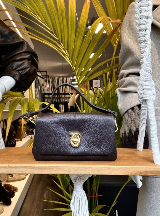 Handtas Leer Bruin Gouden Gesp T360