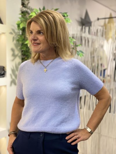 Boebou Zachtgebreide Top S104 lichtblauw