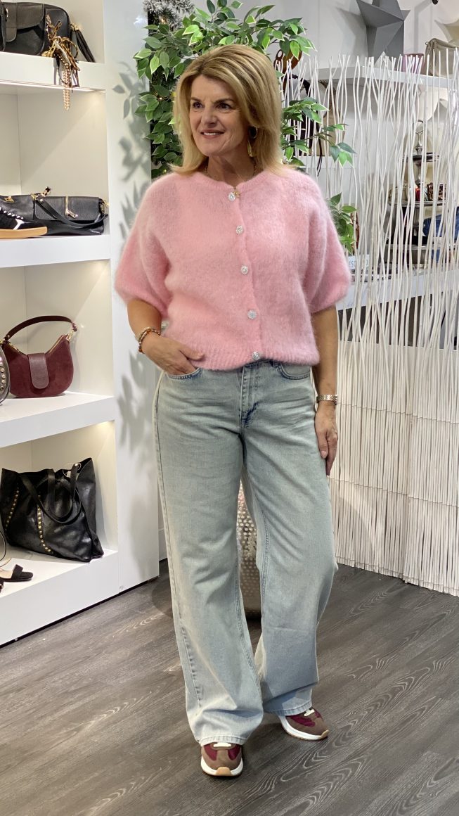 Boebou Zachtgebreid Vest S105 roze - Afbeelding 2