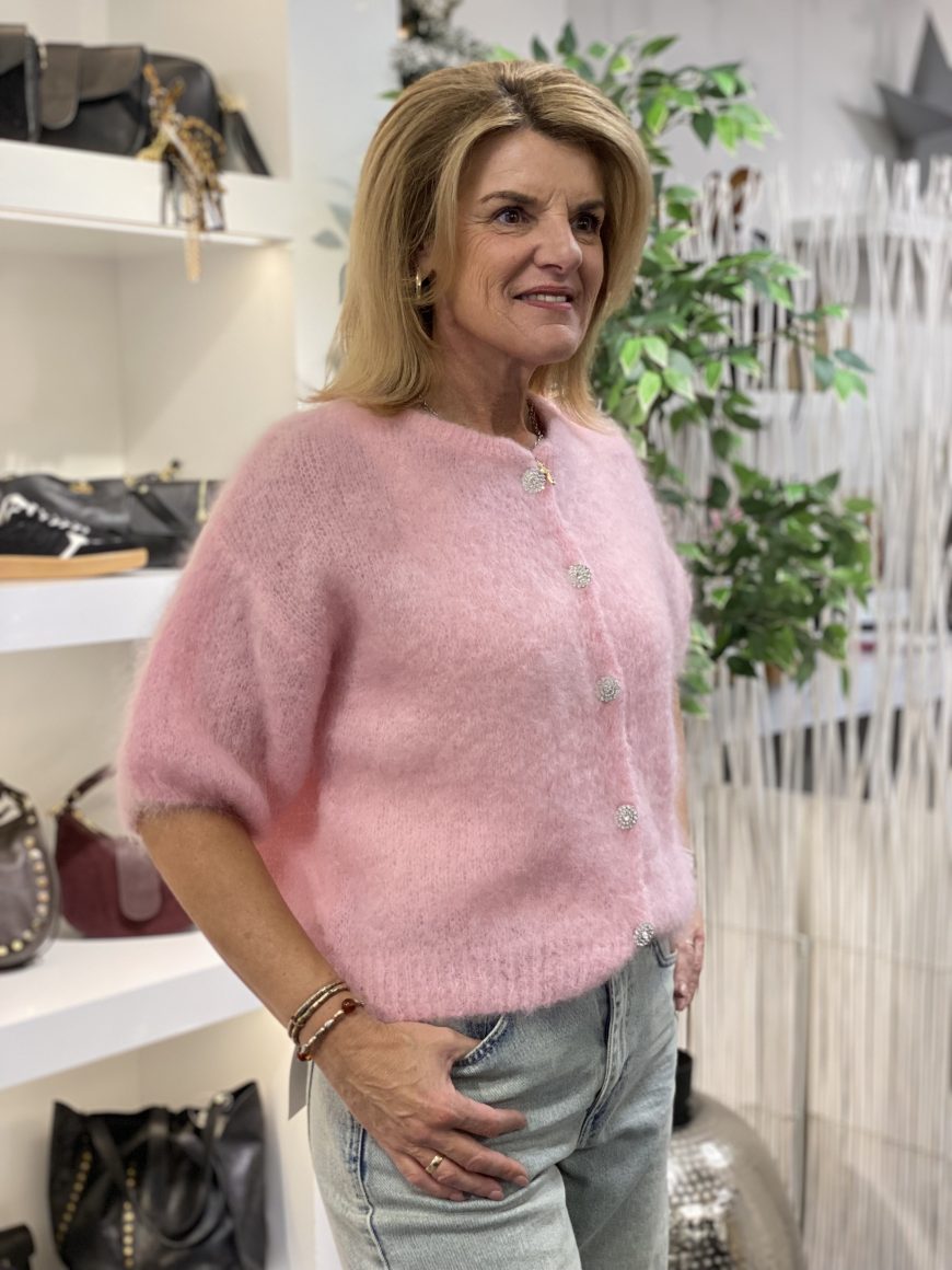 Boebou Zachtgebreid Vest S105 roze