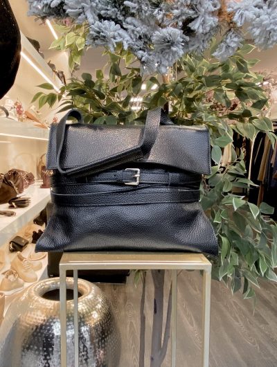 Guiliano Schoudertas Leer Riempjes Zwart/Goud T395 552468