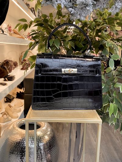 Helene Handtas Croco Leer Zwart T381