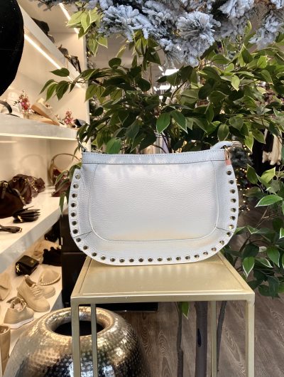 Giuliano Crossbody Tas Leer Studs Beige/Goud T386 552959