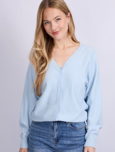 C&S Kiara Knit Cardigan blue mist