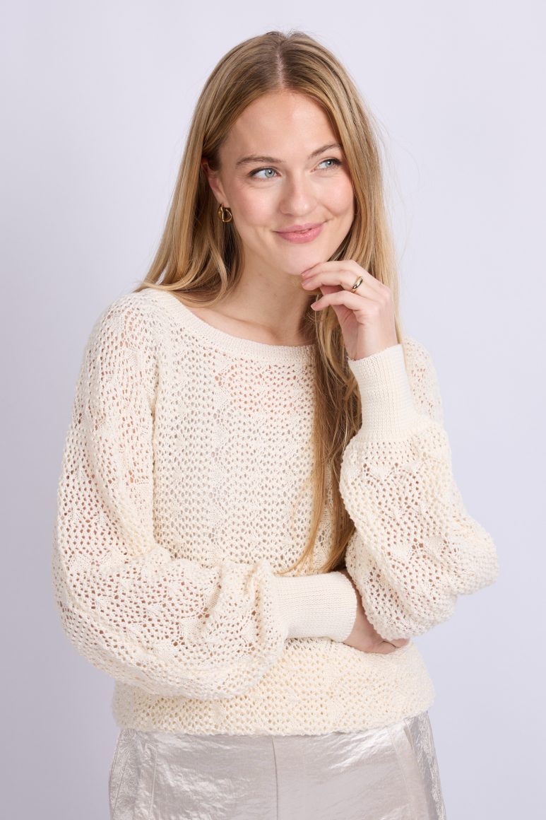 C&S Khloe Knit Pullover wool white
