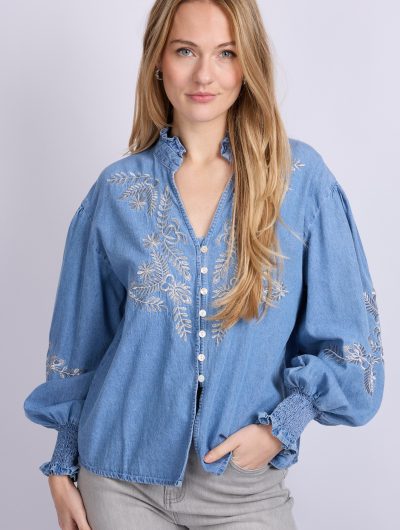 C&S Liora Blouse denim mid blue