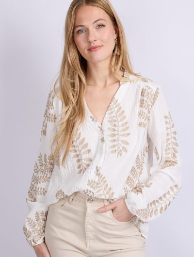 C&S Lize Blouse offwhite/gold