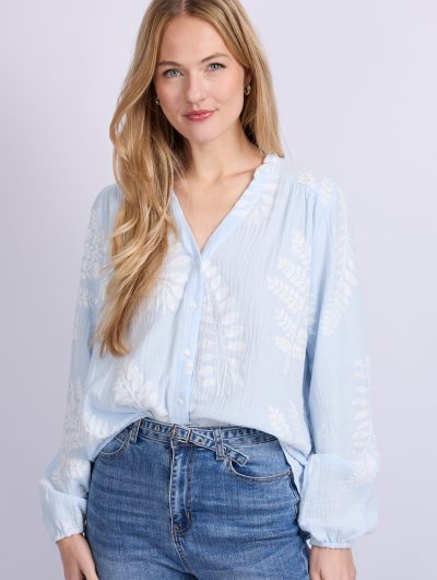 C&S Lize Blouse blue mist/offwhite