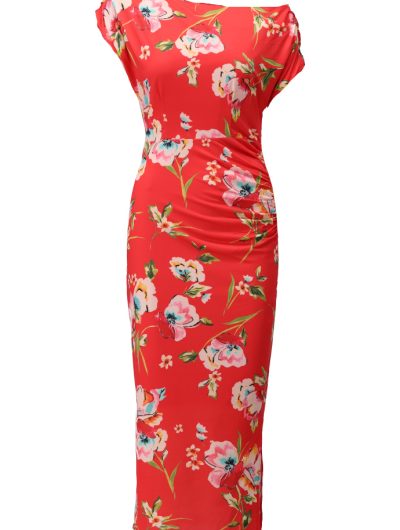 K-Design Off Shoulder Jurk met Design C200 P079 rood