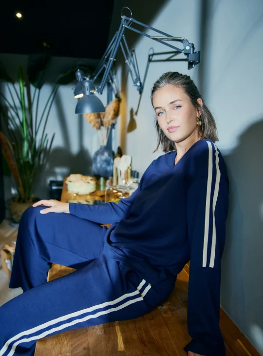 Freequent Lucinda Pullover navy w. star off white