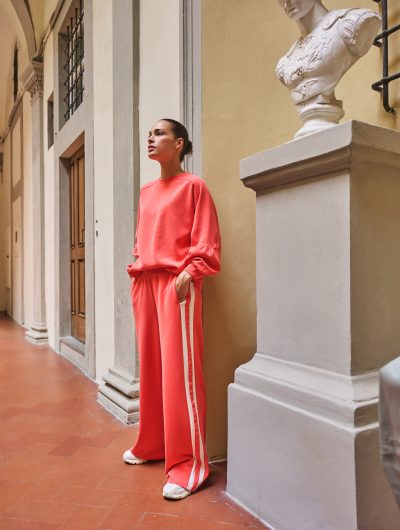 Esqualo Broek Wide Stripe Modal SP26.05006 chili red