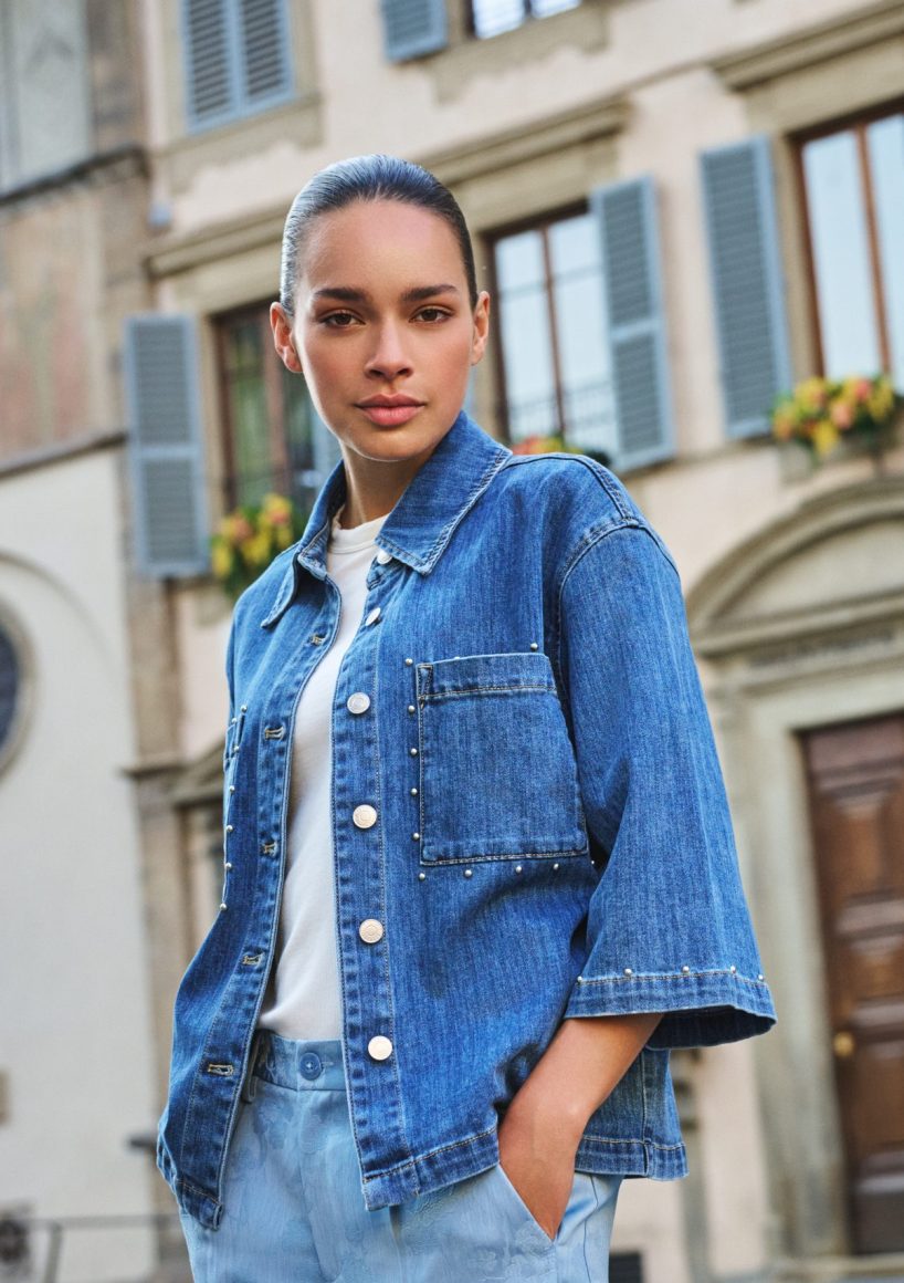 Esqualo Blouse Jeans Short Sleeve Studs SP26.12016 jeans blue
