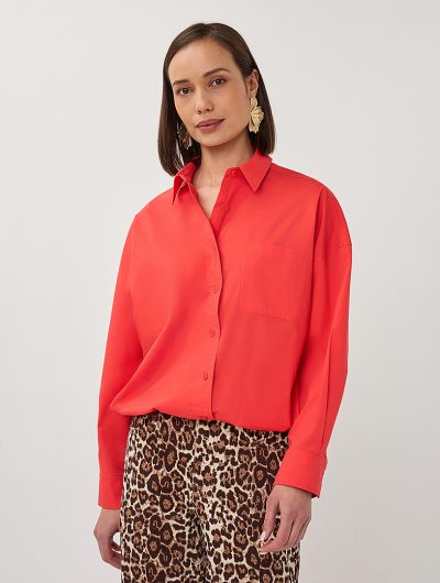 Esqualo Blouse Cropped Cotton Poplin SP26.10014 chili red