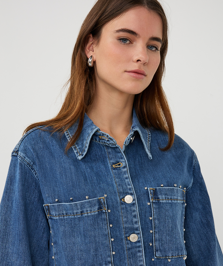 Esqualo Blouse Jeans Short Sleeve Studs SP26.12016 jeans blue - Afbeelding 5