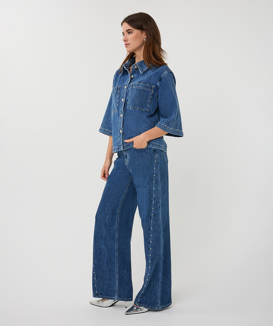 Esqualo Blouse Jeans Short Sleeve Studs SP26.12016 jeans blue - Afbeelding 8