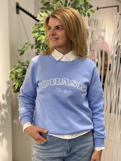 Freequent Kamela Pullover vista blue w. star off white