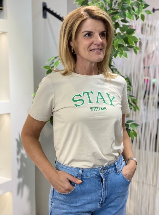 Freequent Fenjal Tee Shirt moonbeam w. bright green