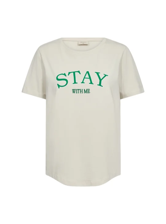 Freequent Fenjal Tee Shirt moonbeam w. bright green