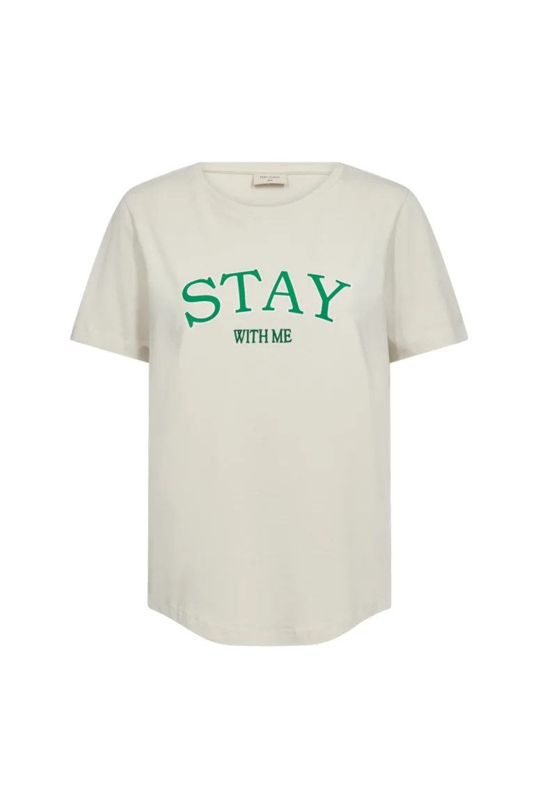 Freequent Fenjal Tee Shirt moonbeam w. bright green